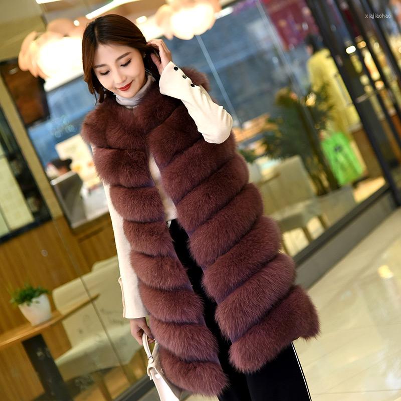 

Women's Fur Hair Vest Coat Long Lady Autumn And Winter Whole Leather Horse Clip SlimAutumn Skin, Gray