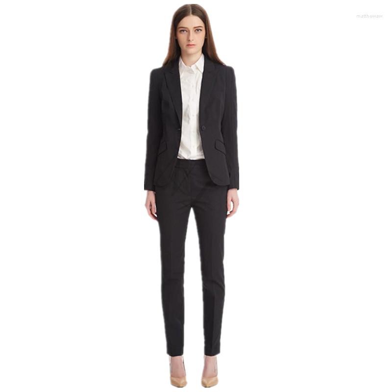 

Women's Two Piece Pants Jacket Women Business Suit Black Single Breasted Female Office Uniform Evening Formal Ladies Trouser 2 Set, Choose color chart