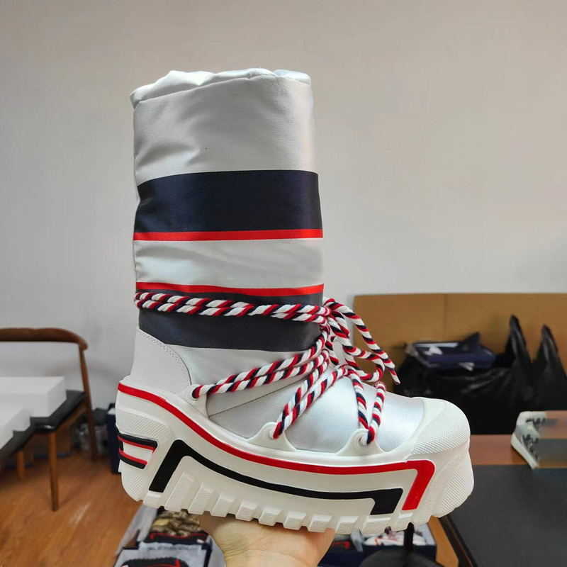 

2022 Luxury Womens Ankle Snow Boots Thick Platform Shoes Nylon Obloque Down Boot Women Winter Ski Booties Shoes Size 35-41 413, Multi