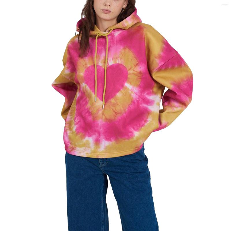 

Women' Hoodies Women Casual Hooded Sweatshirts Adults Fashion Color Block Love Print Long Sleeve Loose Pullover With Drawstring Streetwear, Green