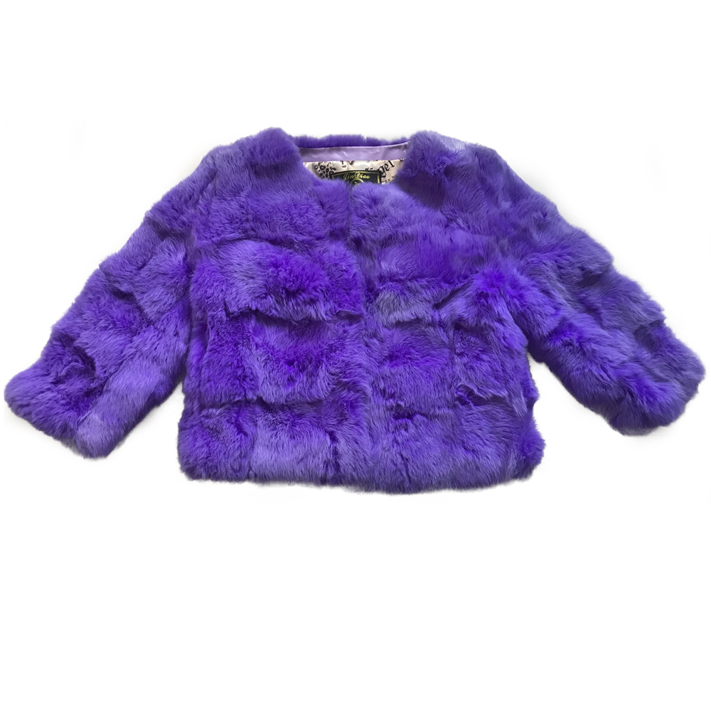 

Women's Fur Faux women real rabbit fur jacket short style fluffy coats winter autumn round neck outerwear 221006, Blue
