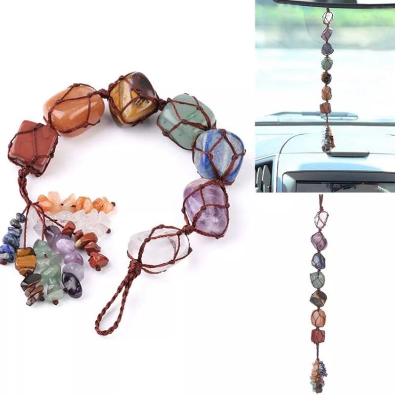 

Interior Decorations Car Pendant Seven Chakras Rearview Mirror Fashion Natural Stone Decoration Accessories