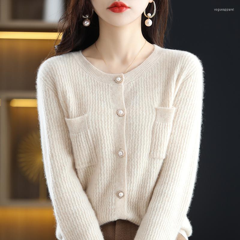 

Women's Knits 2022 Spring Winter/Autumn Fashion Wool Cardigan Women's O-Neck Long Sleeve Knitted Jacket Coat -XXL Sweater Standard, Green
