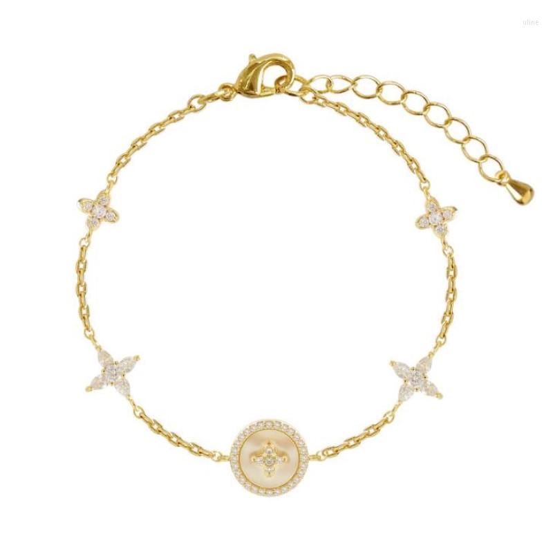 

Link Bracelets Bracelet Female Micro-inlaid Zircon Plum Cross Light Luxury High Sense Net Red Korean Niche Design