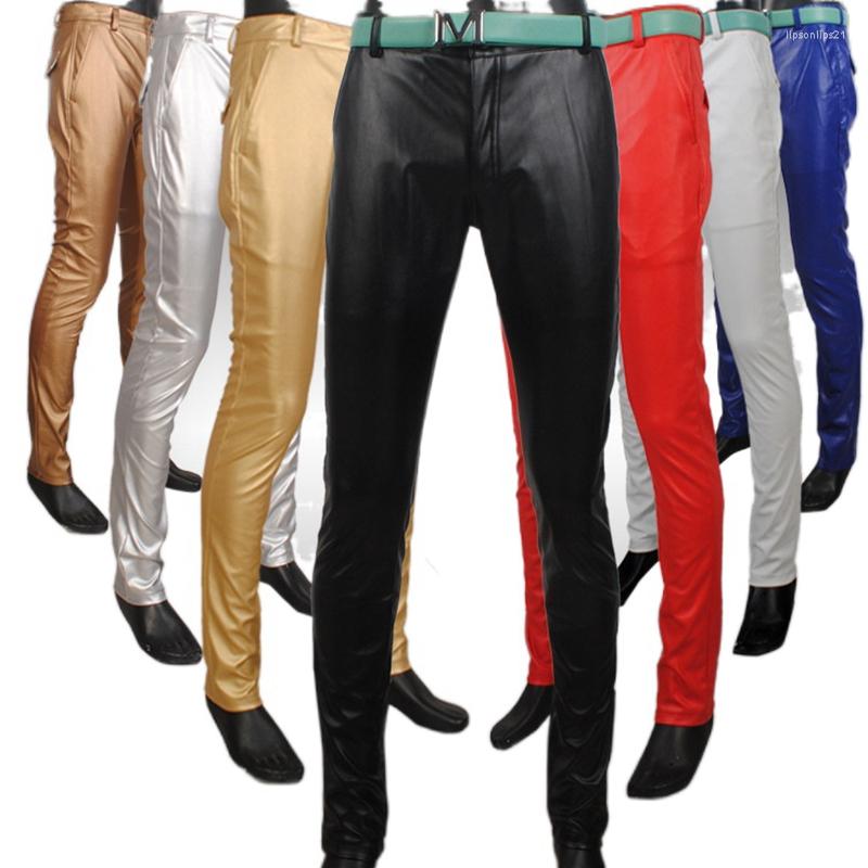 

Men's Pants Plus Size Men Sexy Wetlook Moto Leggings Faux Leather Lingerie Exotic Fleece PU Latex Catsuit PVC Clubwear Costume Trouser, Black