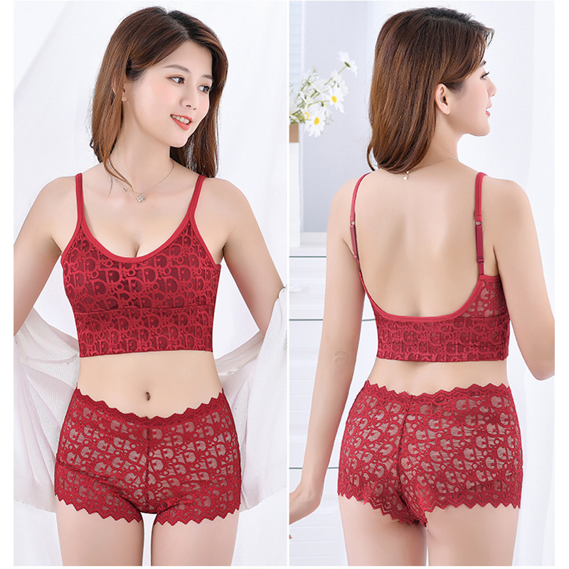 

Bras Sets Plus Size Yoga Thin Model Cup Wire Free Beautiful Back Sexy Lingerie Lace And Patie Full Support 221006, Black