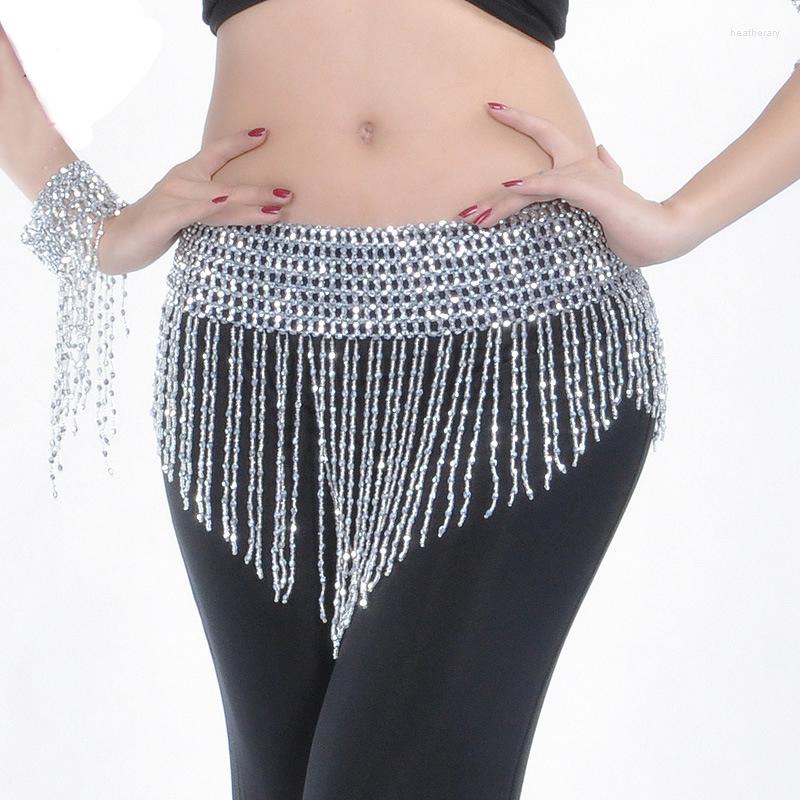 

Stage Wear Belly Dance Beaded Tassel Hip Scarf Bead Elastic Belt Skirt Dancing Accessories Chain, Black