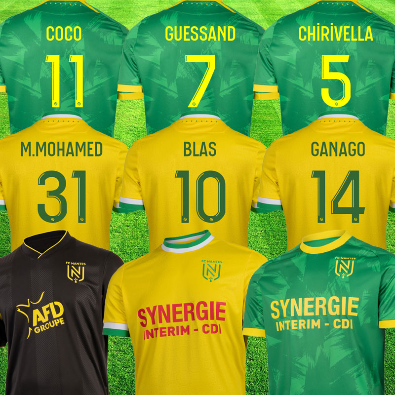 

22 23 Maillots Nantes FC soccer jerseys maillot de foot kits 2022 2023 M.MOHAMED jersey SIMON LOUZA A TOURE BLAS COCO COULIBALY football, Home