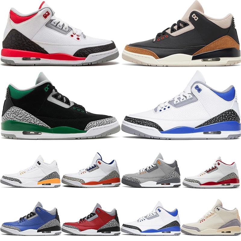 

Jumpman 3 3S Basketball Shoes Desert Elephant Muslin Neapolitan Dark Iris Racer Blue Pine Green Fire Red Cardinal Mens Sports Sneakers Classic III Trainers Retors, 17