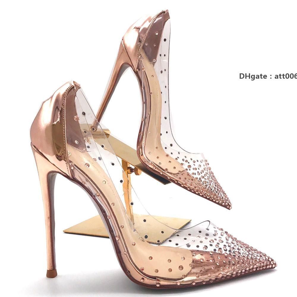 

Bottoms Christians Doris Fanny sexy stiletto rose gold heels pumps women shoes large size red high heels wedding shoes party LJ201112 XM EZw, Photo 12cm