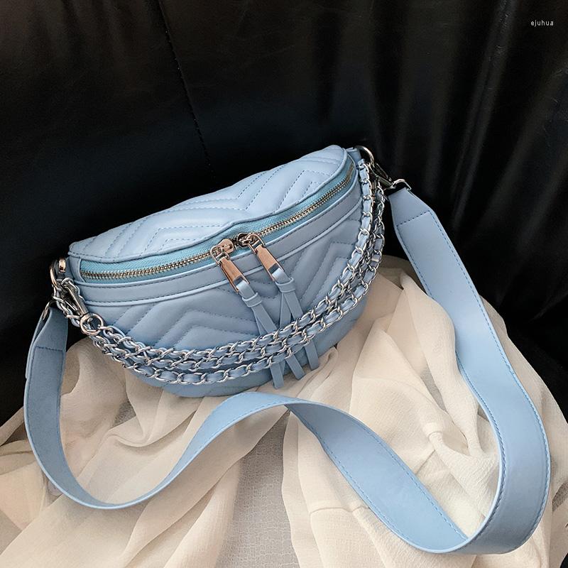 

Evening Bags Thread Pattern Crossbody Bag For Women Fashion Tide Wide Strap Chains Armpit Chest Shoulder PU Leather Handbag Lady Hobos, Black