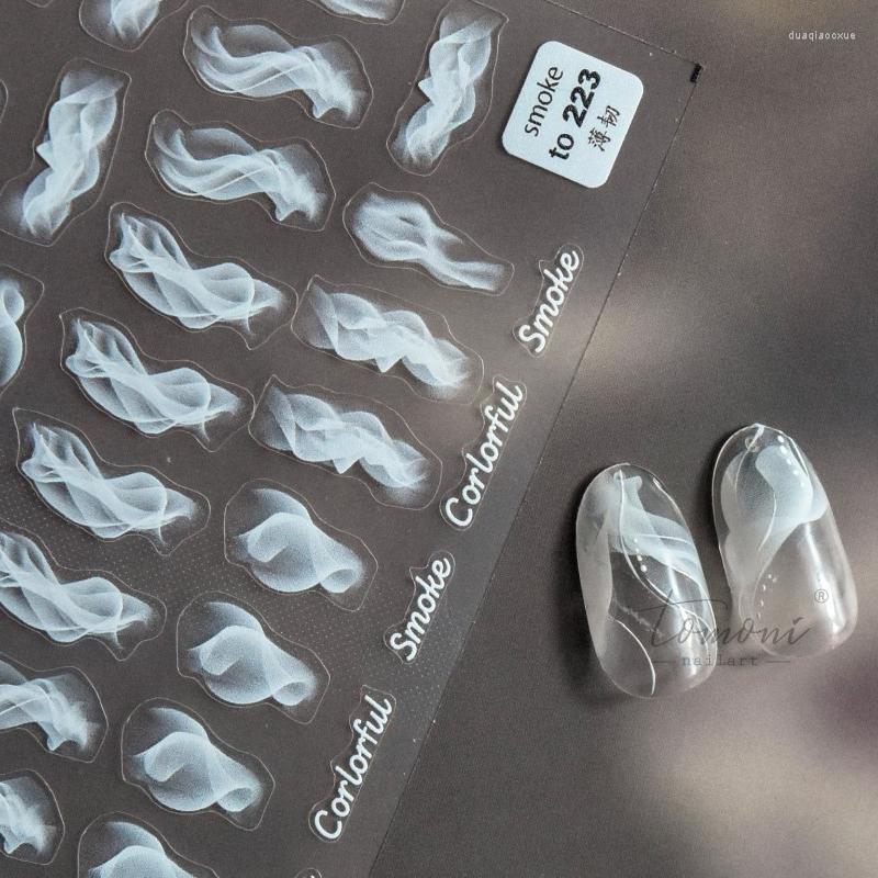 

Nail Stickers 1 Pc Blue White Gradient Smoke Art Tip Butterfly Design Adhesive Manicure Decals Decoration Accessories, 01