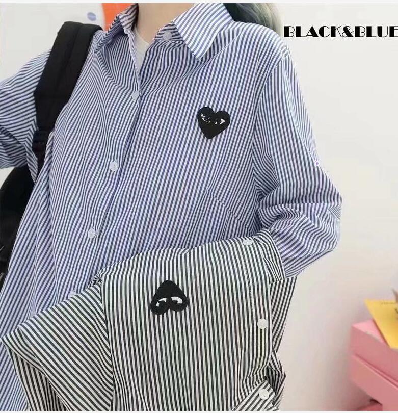 

2023 summer japanese style Womens slim fit Blouses Play Designer women's shirts Eyes Big Heart Embroidery Shirt Fashion Blouse Quality, Blue