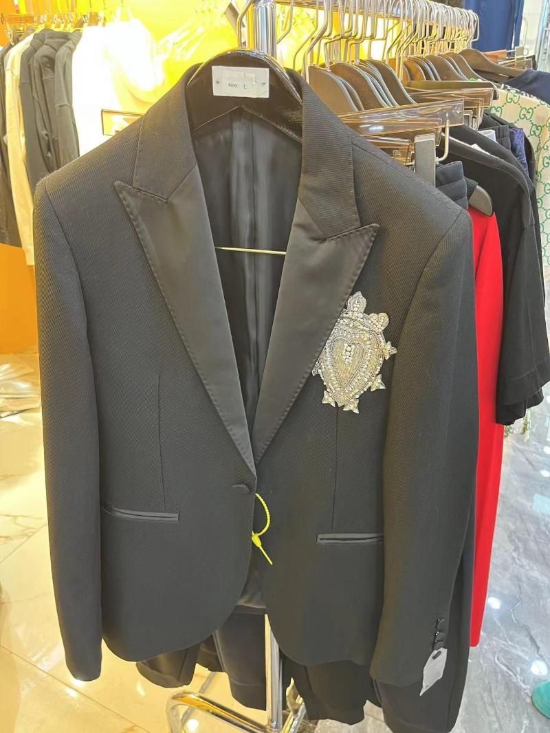 

Men's Suits Vb179 Fashion Men's Coats & Jackets 2022 Runway Luxury European Design Party Style Clothing, Black