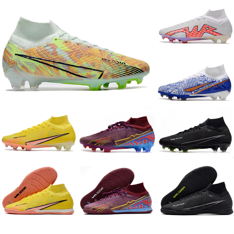 

Soccer Shoes Cleats Zooms Mercurial Superfly IX 9 Elite Blueprint FG Cristiano Ronaldo White Bonded Barely Green Mbappe Pack Cleat LIMITED EDITION FOOTBALL Boot, With box