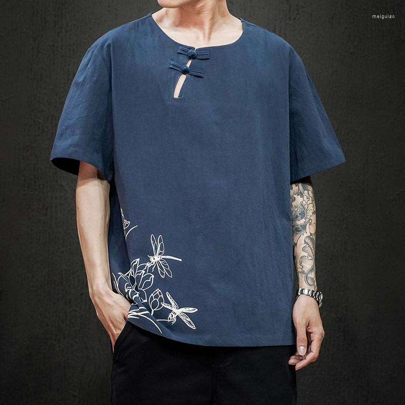 

Ethnic Clothing Cotton Large Size Loose Chinese Fashion Blue Zen Clothes Beige Orient Blouse For Stout Chinoiserie T Shirts Buckle
