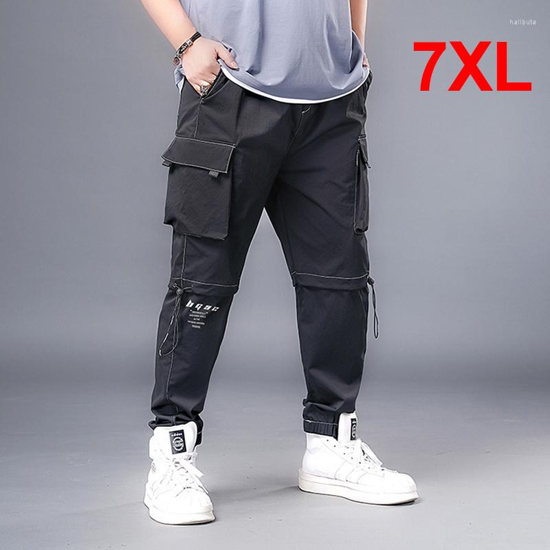 

Men's Pants Streetwear Cargo Men Baggy Joggers Pant Black Sweatpants Fashion Casual Trousers 7XL Plus Size HA017, Balck