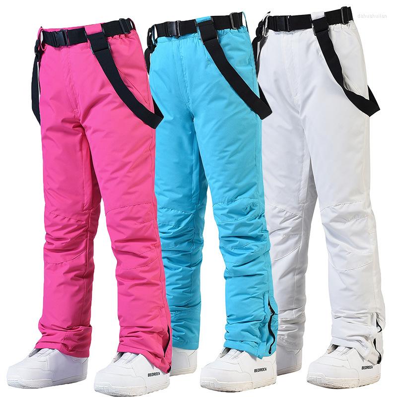 

Skiing Pants Ski Women And Men Winter Snow Sport Outdoor Windproof Waterproof Warm Snowboard Trousers Bibs, White
