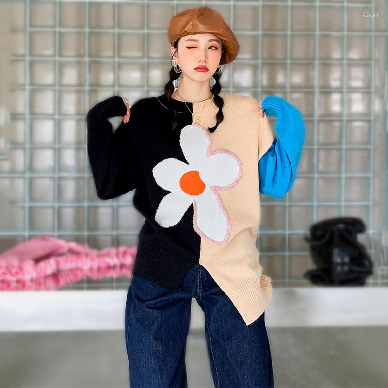 

Women' Sweaters Korea Fashion Designer Autumn Winter Sweater 2022 O Neck Long Sleeve Women' Chic Patchwork Casual Clothes SL048, Multi
