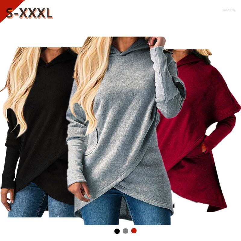 

Women' Hoodies 2022 Women Oversized Hoodie Long Sleeve Hooded Asymmetrical Causal Solid Simple Sports Loose Fit Sweatshirt Outwear Pullover, Black