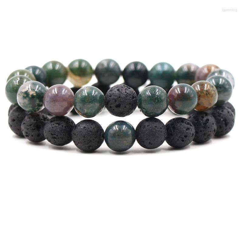 

Strand 10mm Green Stone Black Lava Beads DIY Essential Oil Diffuser Bracelet Men Women Friend Jewelry
