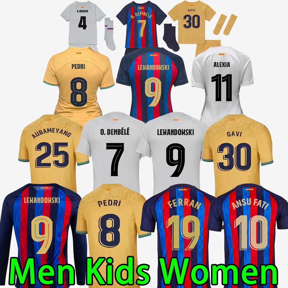 

Soccer Kids Kit Women Men Soccer Jersey Barcelona 22 23 Third Lewandowski Memphis Pedri Raphinha Ansu Fati 2022 2023 Barca Football Shirt Lo, 22/23 home