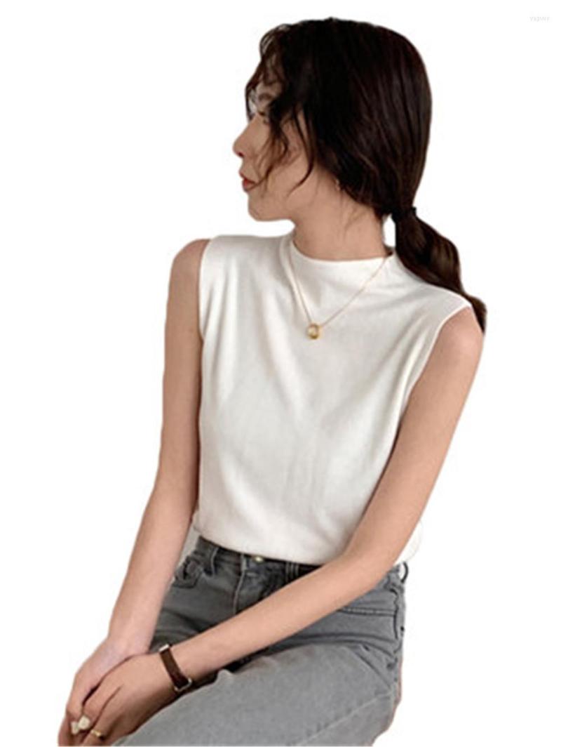 

Women's Blouses Casual Fall Tops 2022 Sexy Knitted Top Summer Turtleneck Tank Women Blouse Sleeveless Slim Female Shirt Vest, Gray