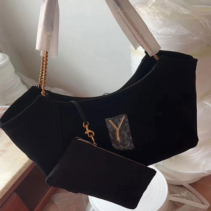 

tote bag Faux Suede Leather large capacity Travel shopping bags women shoulder bag chain handbags ladies work handbag send wallet, Black