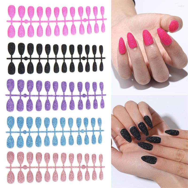 

False Nails 24pcs Glitter Designs Frech Full Cover Colorful Short Nail Tips Forms For Extension Fake Art Accessory, 15