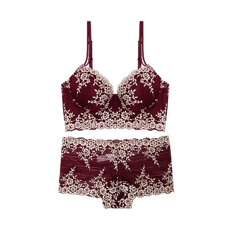

Bras Sets EFIOLY Exquisite Embroidered Bra Sexy Deep V Soft Steel Ring Gathered French Lingerie Lace Embroidery Ladies Underwear 221006, Red