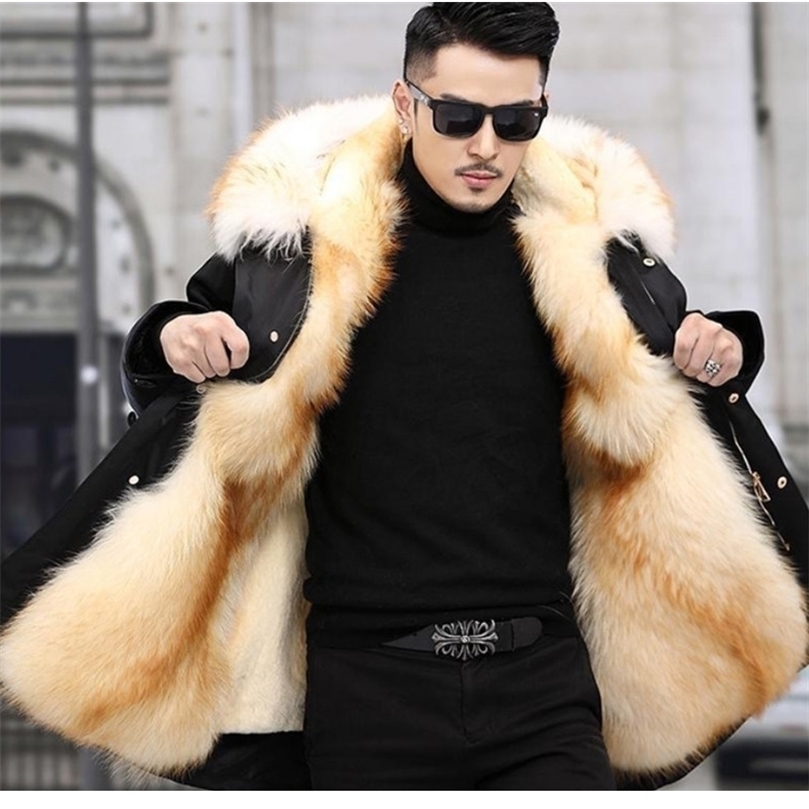 

Mens Fur Faux Men Parka High Quality Fashion With Hooded Lined Thick Warm Parkas Winter Jacket Coat Outerwear Streetwear 2201006