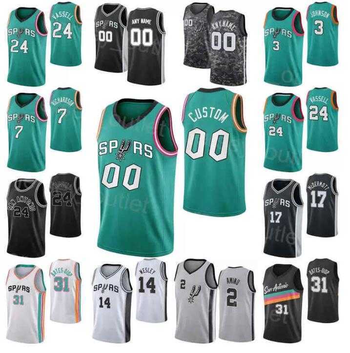 

Men Women Youth San Antonio''Spurs''Custom 17 Doug McDermott 7 Josh Richardson 25 Jakob Poeltl 3 Keldon Johnson 24 Devin Vassell Basketball Jerseys, Colour