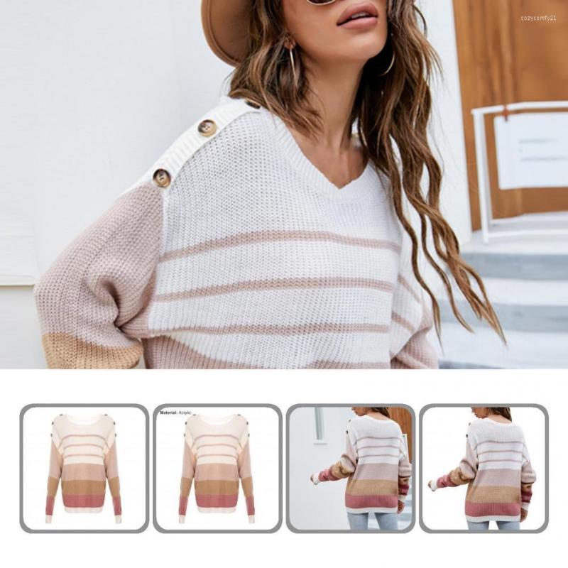 

Women' Sweaters Loose Autumn Winter Gradient Stripes Knitted Top Pullover For Party, Pink