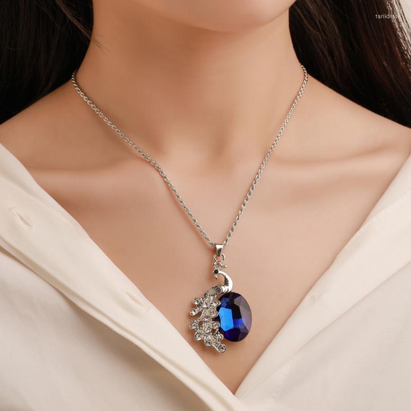 

Necklace Earrings Set High-grade Neckace Earring Sets For Women Crystal Red Blue Wedding Jewelry Imitation Gemstones Pendant, Picture shown