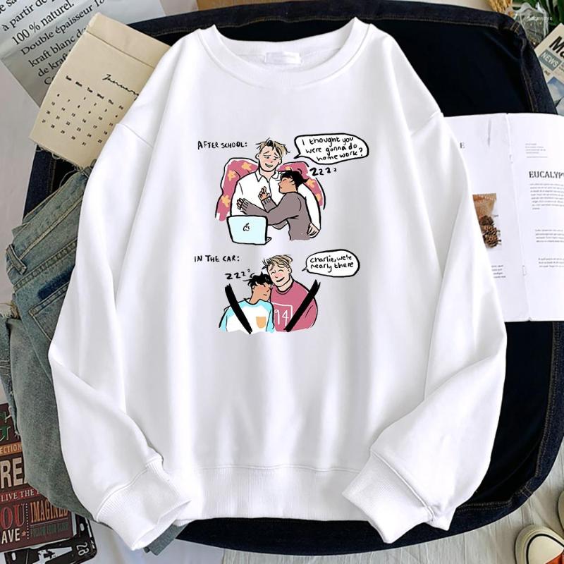 

Men's Hoodies 2022 Spring Fleece Casual Pullover Heartstopper Kawaii Graphic TV Show Sweatshirts Male Harajuku Hoodie Loose Man Streetwear, Gray