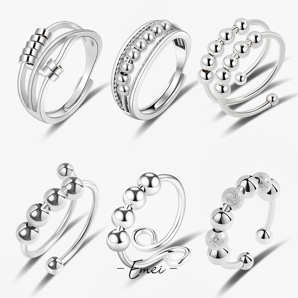

Anti Anxiety Ring Rotatable Bead Spinner Band Rings for Women Men Jewelry Gift