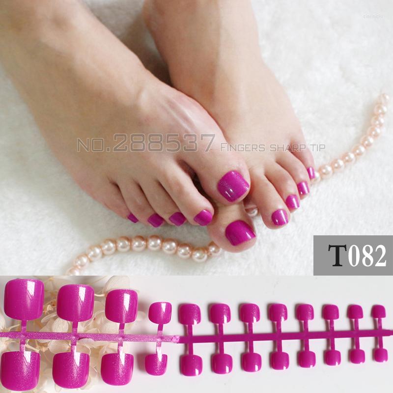 

False Nails 2022 French Show Cute Candy Fake Toenails Toes Simple Purple Short T082