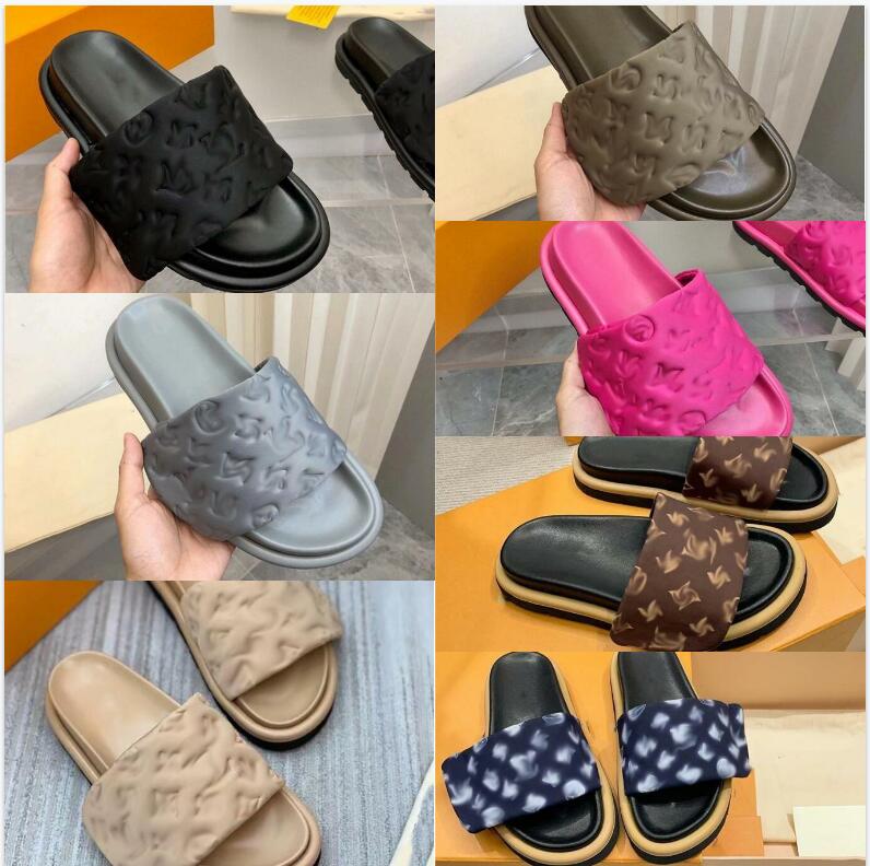 

Designers Smooth Calfkin Women Sandals Sunset Flat Comfort Mules Velcro Padded Front Strap Slippers Fashionable Easy-to-wear Style Slides, B11