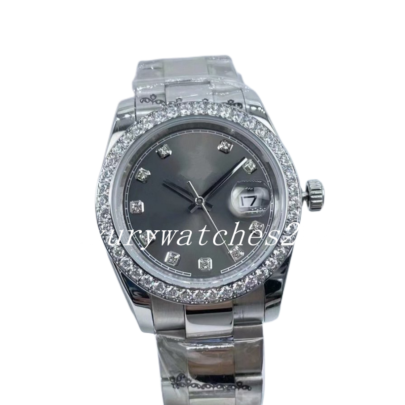 

6 Styles Men Watch 41mm Arab Dial Montre Diamond Stainless Yellow Gold & Steel Two Tones Ice out Automatic Mechanical Movement Wristwatch, Fluted bezel