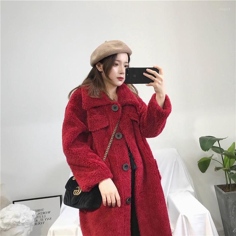 

Women's Fur Haining Autumn And Winter 2022 Australian Wool Overcoat, Yellow