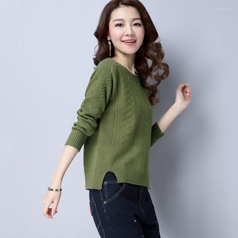 

Women' Sweaters Woman Pullover Autumn Sweater Women' Loose Slit Knit Femme Chandails, Green