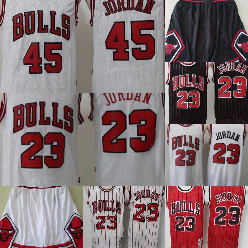 

Basketball Shorts men Basketball Jerseys 45 23 michael mj Throwback red black white beige Blue Chicago''Bulls''Jersey, Color