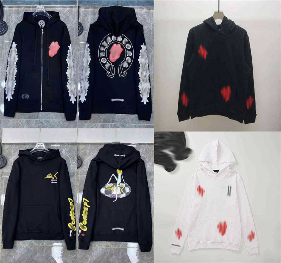 

Sweatshirts 2022 Hoodies Designer Ch Hoodie Mattyboy Limited Edition Graffiti Lip Embroidery Sweater UnisexKDS9