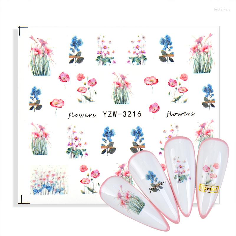 

Nail Stickers 3D Floral Water Transfer Slider For Nails Designs Green Simple Leaf Flower Decal Foil DIY Manicure Decorations, Yzw-3073