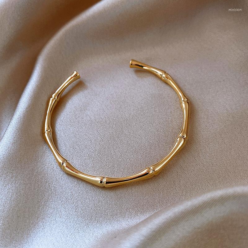 

Bangle Design Bamboo Bone Open Bracelet Suitable For Women's Fashion Luxury Korean Jewelry Retro Girl's Unusual