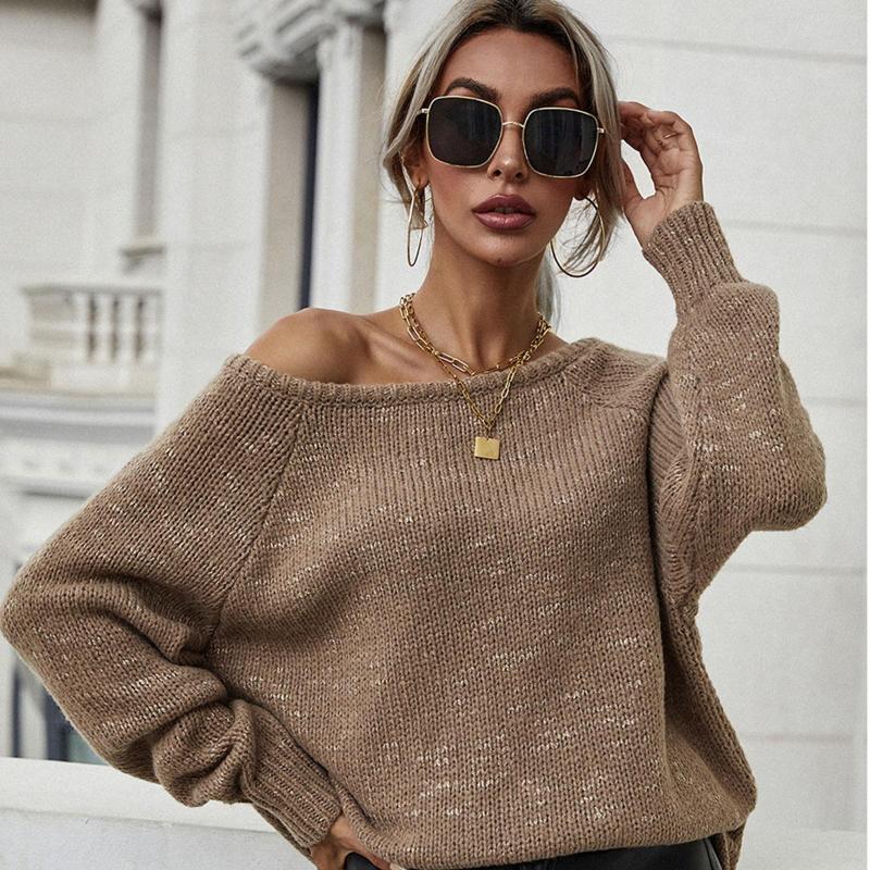 

Women' Sweaters Women And Pullovers 2022 Hedging O-Neck Loose Solid Color Temperament Long Sleeve Strapless Sexy Knitting Tops Sweater