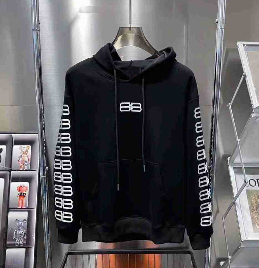 

Designer Autumn Ballanciagas Hoodie New Product High Grade Balanciagas Hooded Sweater Men's Edition Heavy Industry Embroidery Print Casual Black 23sa, No sale
