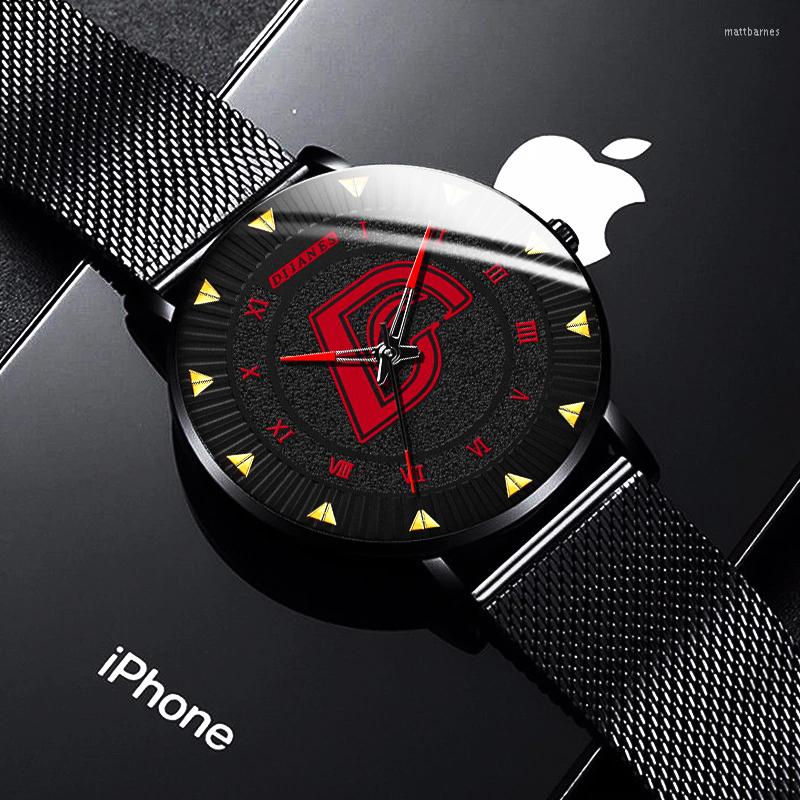 

Wristwatches Luxury Fashion Mens Watches Minimalist Men Ultra Thin Stainless Steel Mesh Belt Quartz Watch Man Business Casual Gifts Clock, L silver black