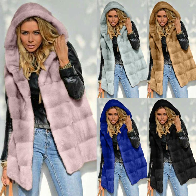

Women' Vests Womens Winter Thick Vest Coat Faux-Fur' Solid Hooded Sleeveless Waistcoat Body Warmer Jacket Casual Furry Outwear, Pk