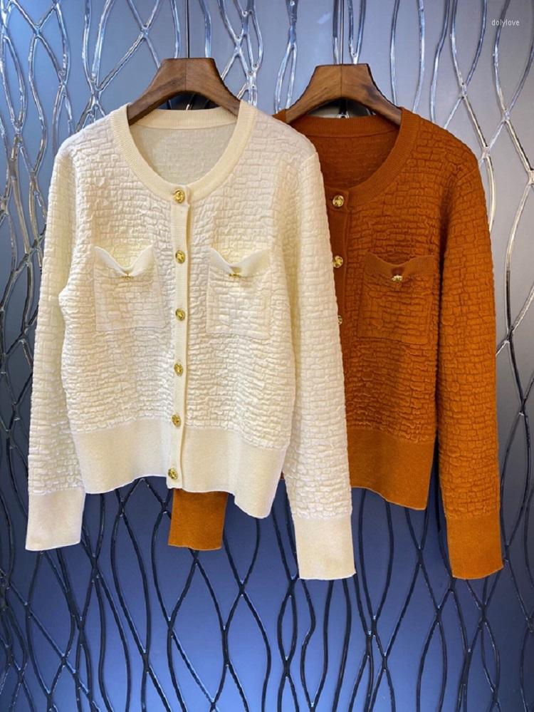 

Women' Knits Wool Knitted Cardigans 2022 Autumn Winter Tops Coat Women Pleated Pattern Knitting Long Sleeve Casual Beige Orange Cardigan